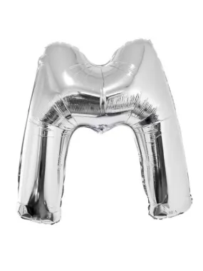 Ballon métallisé argenté lettre -M- taille 102cm
